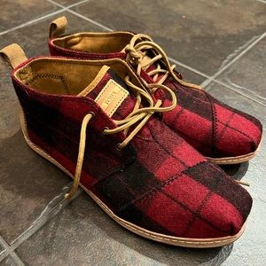 Tom’s buffalo plaid booties